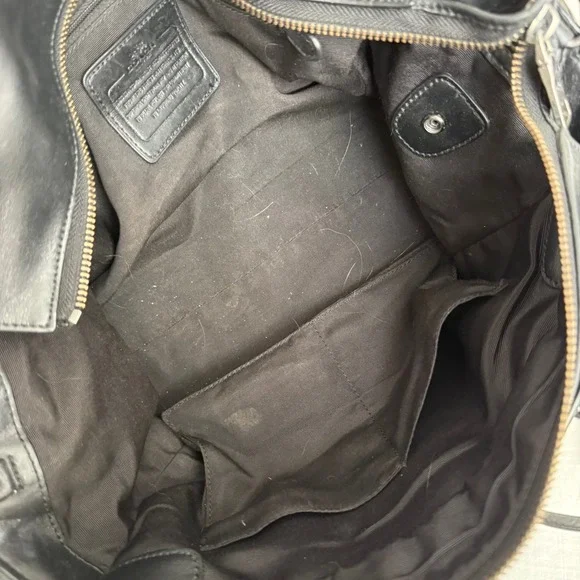 Coach Swagger Python Embossed Leather Suede Satchel Bag Black 36499 - Picture 10 of 12